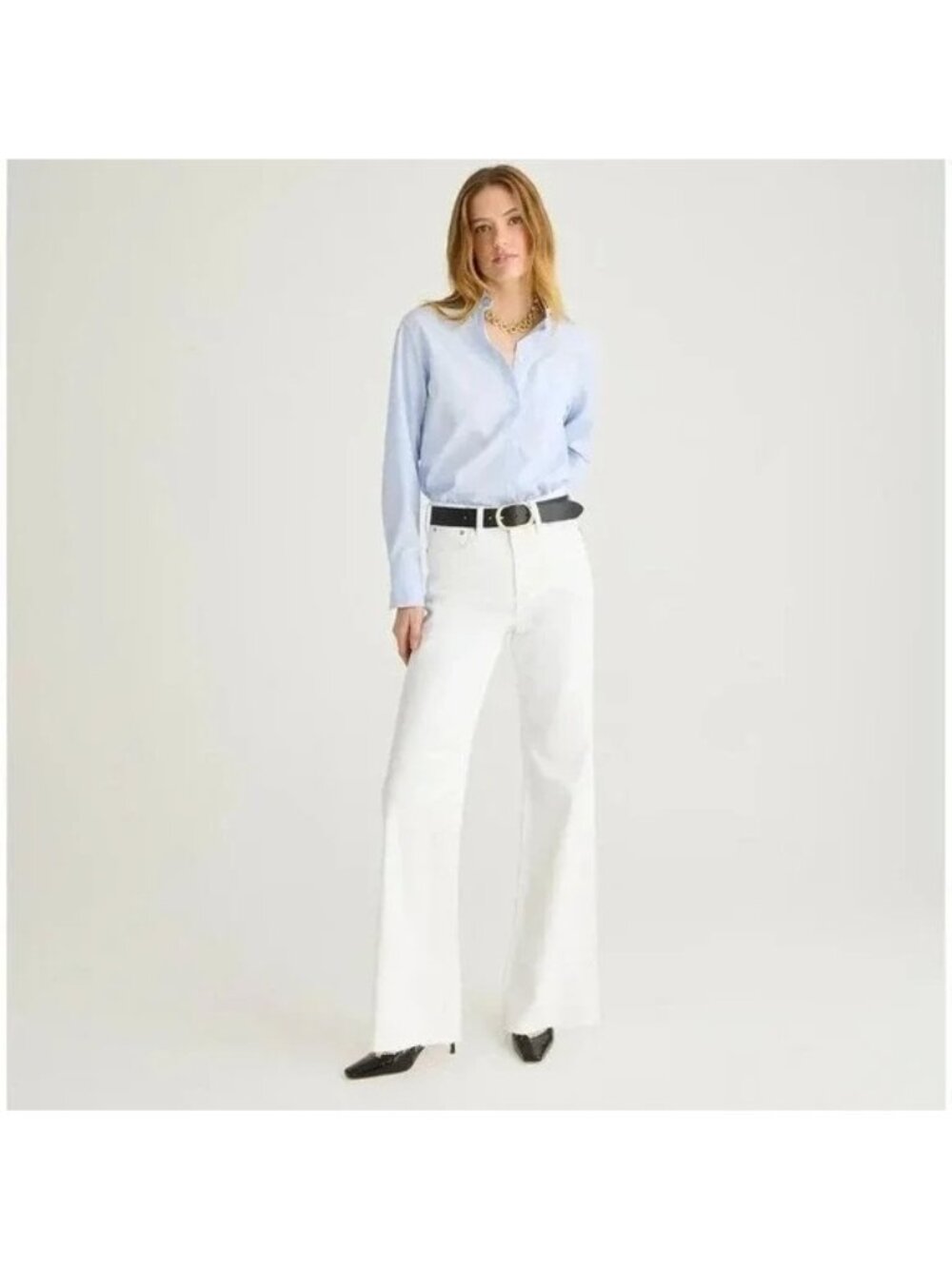 J. Crew Tall Full Length Slim Wide Leg Jean White Relaxed High Rise US 31 NWT